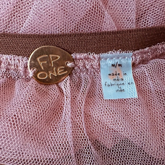 Free People FP One + Net Godet Half Slip Sheer Skirt in Apricot Combo - Picture 10 of 15